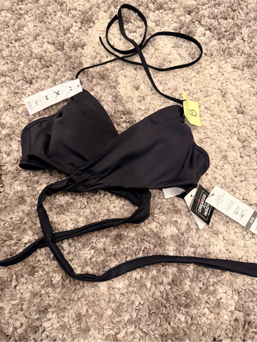 Black Women’s Wrap Bikini Top - Classic Swimwear